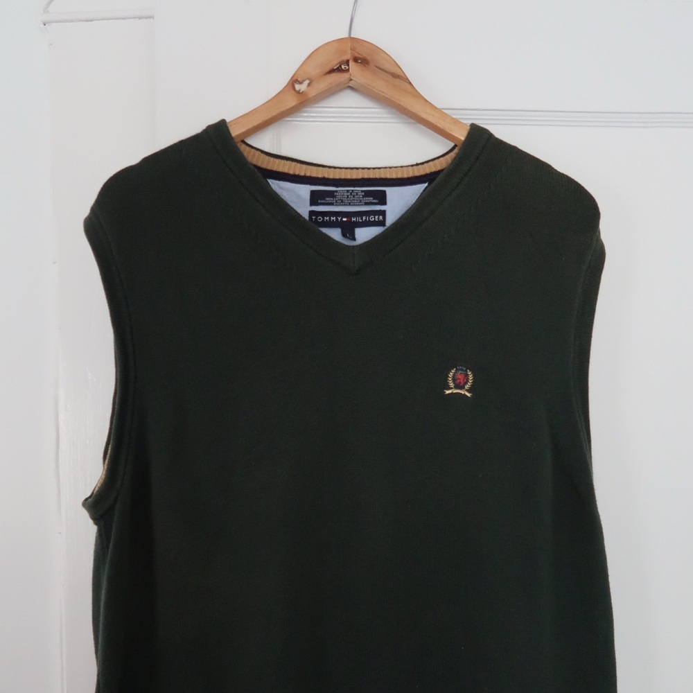 Tommy Hilfiger Dark Green Sleeveless Sweater Vest